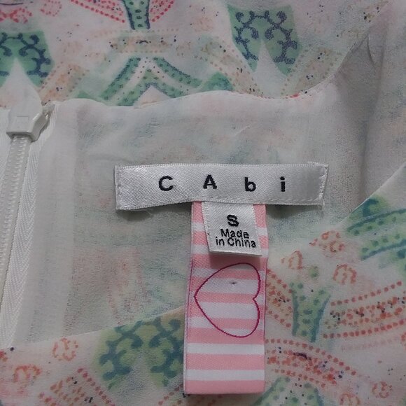 CAbi Top Style 250 Mosaic Print Chiffon Layer Tank Top Blouse Womens Small - Picture 5 of 11